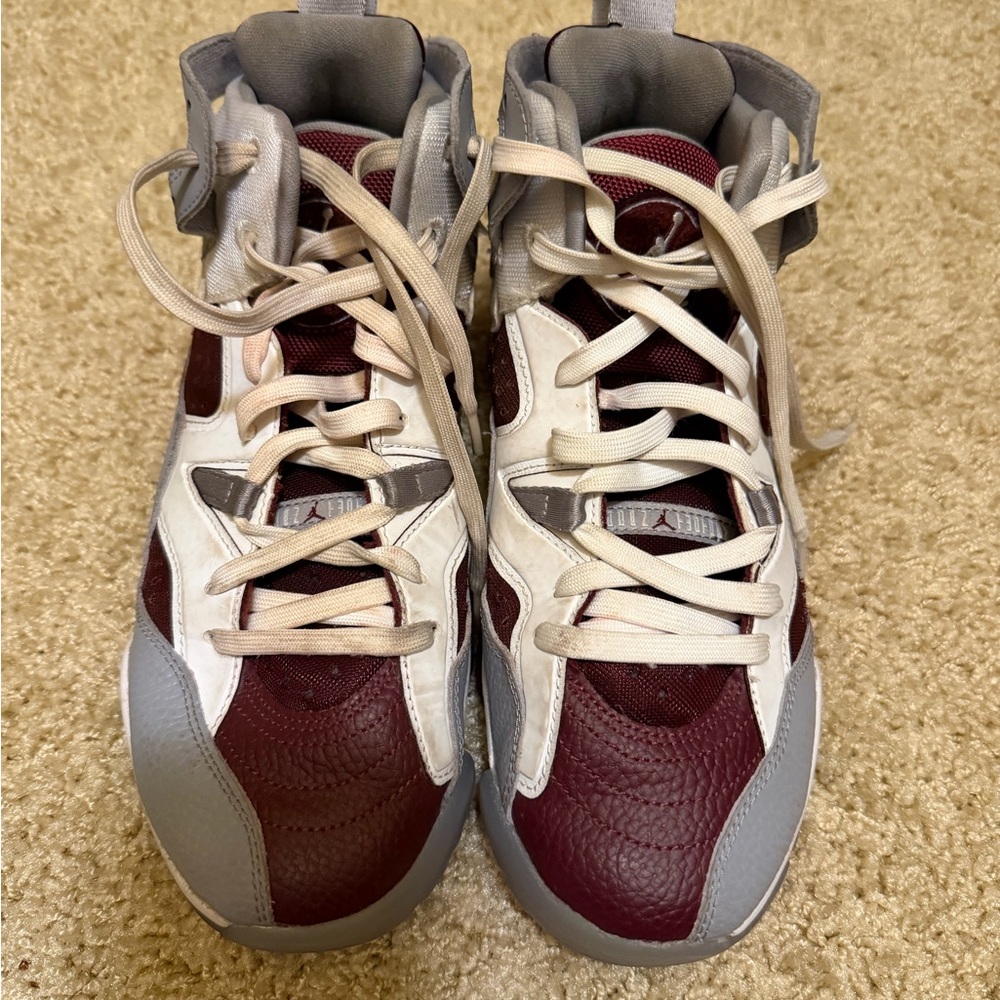 Jordan Maroon and Gray Sneakers